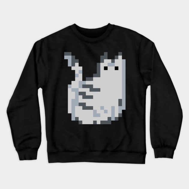 Cat Pixel Art - grey dark Crewneck Sweatshirt by Uwaki